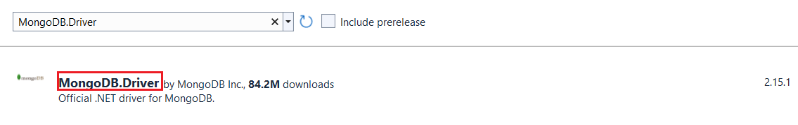 install MongoDB.Driver library using NuGet Package Manager